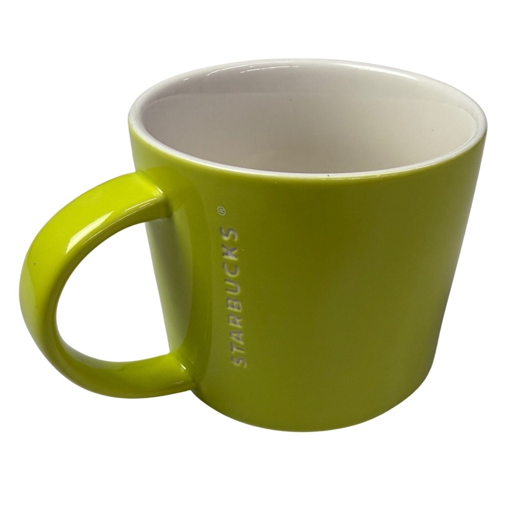 Starbucks 2012 Lime Green Ceramic Coffee Mug 14 fl oz White Interior Cup